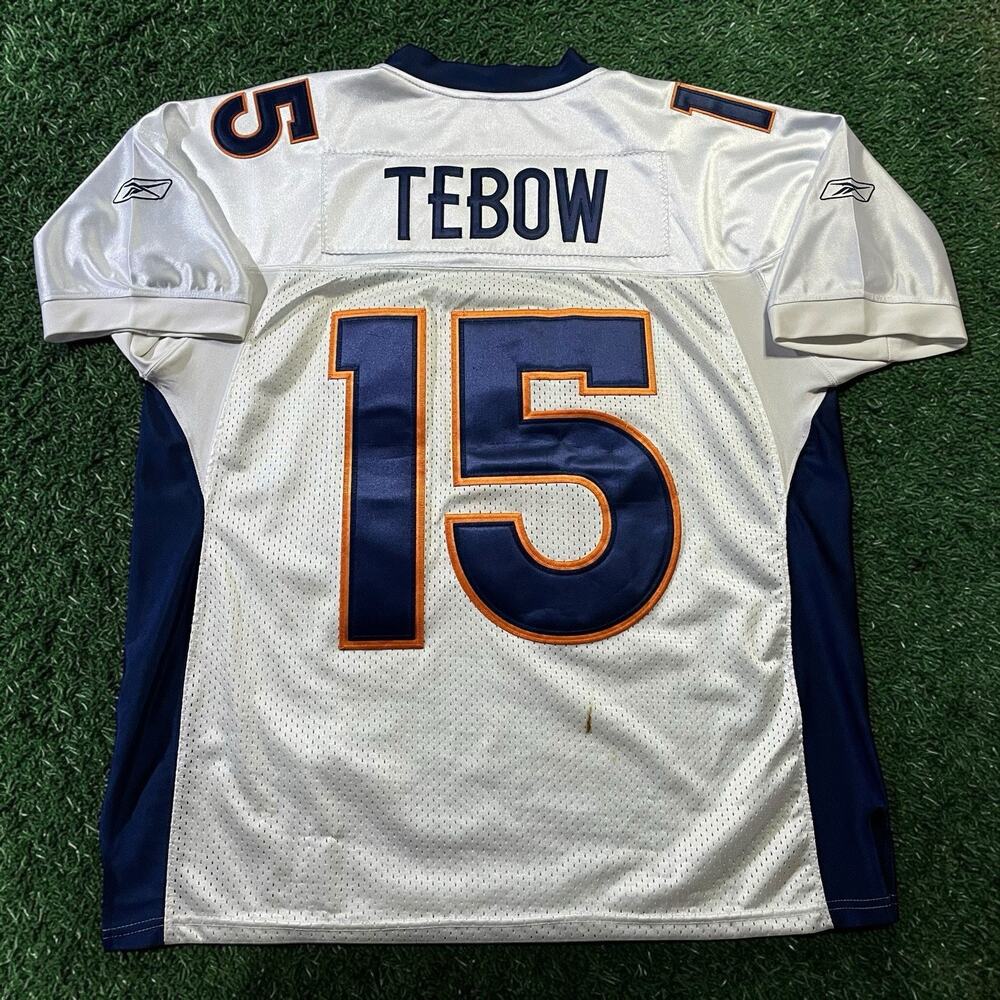 Reebok Denver Broncos Tim Tebow #15 Jersey Stitched Sewn Size 48 Large White